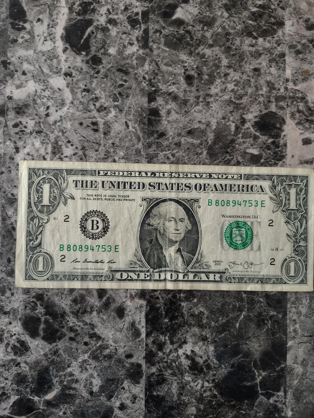 U.S.$1Bill Fancy Serial Number -2 Mini Straights